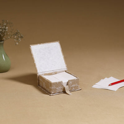 Beige - handcrafted printed card holder with slips 26