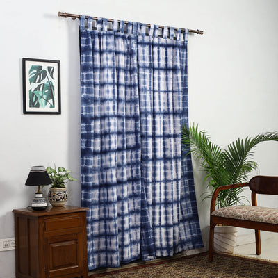 Blue - Tie & Dye Cotton Shibori Curtain for Door (Set of 2) 04