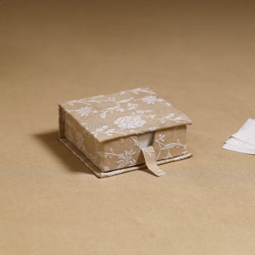 Beige - handcrafted printed card holder with slips 26