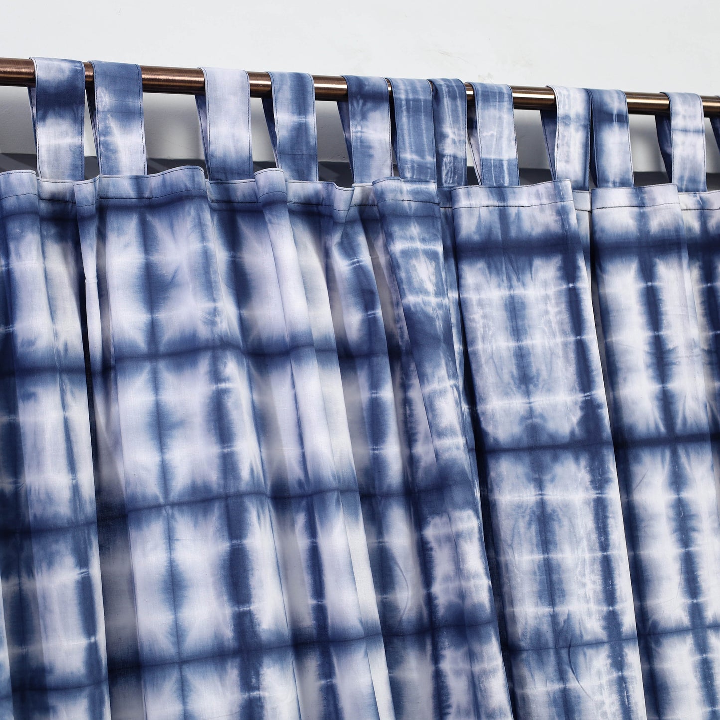 Blue - Tie & Dye Cotton Shibori Curtain for Door (Set of 2) 04