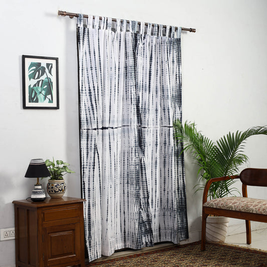 Grey - Tie & Dye Cotton Shibori Curtain for Door (Set of 2) 05