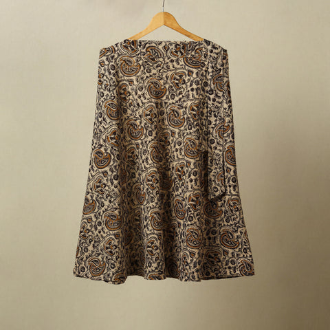 Beige - kalamkari cotton wrap around skirt 55 - handcrafted