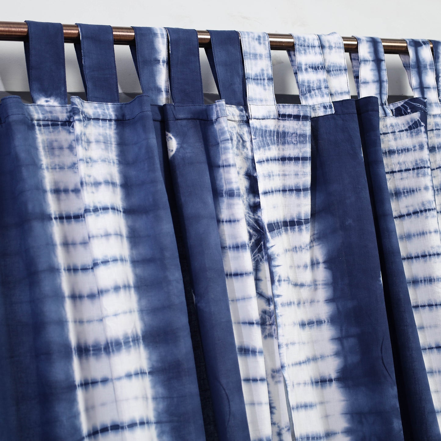 Blue - Tie & Dye Cotton Shibori Curtain for Door (Set of 2) 06