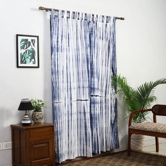 Blue - Tie & Dye Cotton Shibori Curtain for Door (Set of 2) 07