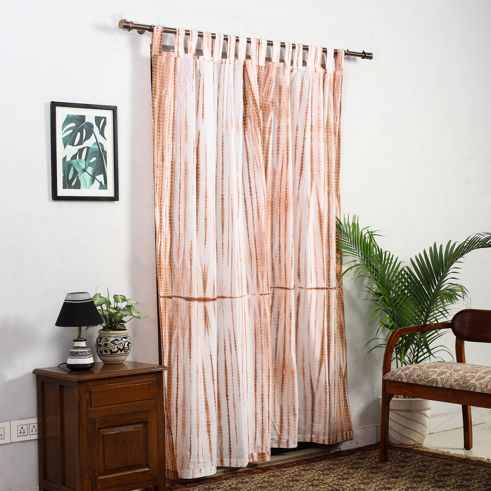 Brown - Tie & Dye Cotton Shibori Curtain for Door (Set of 2) 08