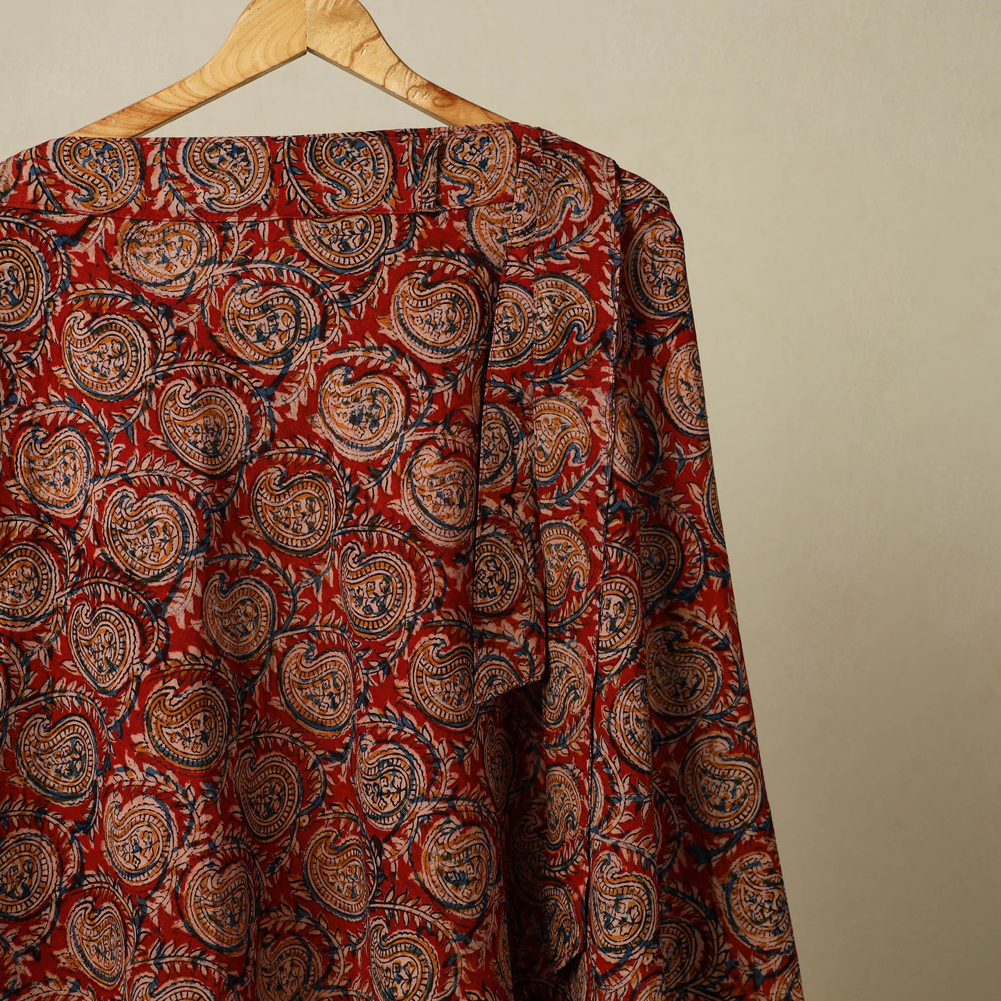 Red - kalamkari cotton wrap around skirt 58 - handcrafted