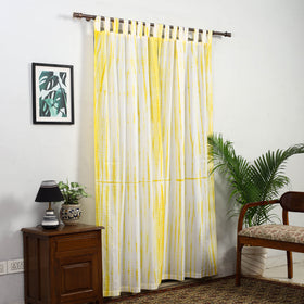 Yellow - tie & dye cotton shibori curtain for door (set