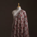 Red - Bagh Hand Block Print Chanderi Silk Natural Dyed Handloom Fabric 01
