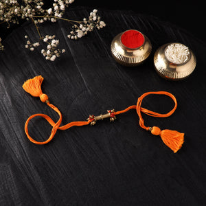 Reusable Tribal Dokra Brass Rakhi with Banaras Wood Doll Box by Miharu 33