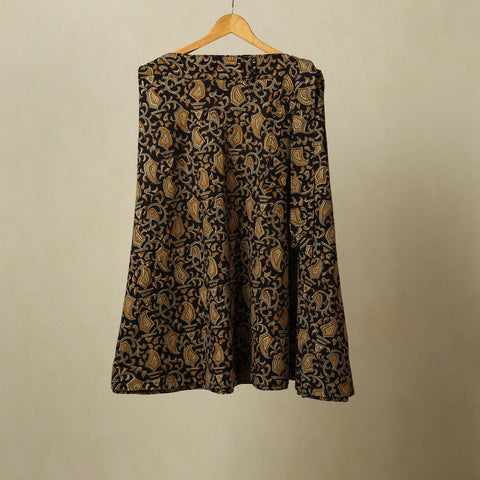 Black - kalamkari cotton wrap around skirt 61 - handcrafted