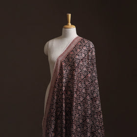 Black - Bagh Hand Block Print Chanderi Silk Natural Dyed Handloom Fabric 07