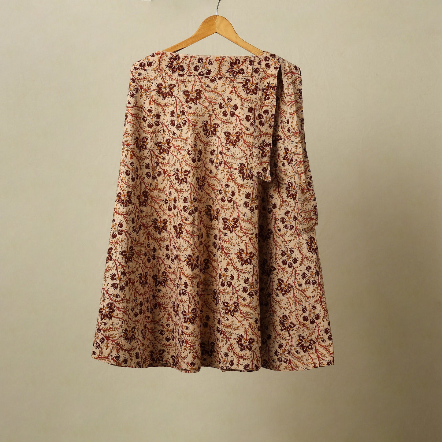 Beige - kalamkari cotton wrap around skirt 63 - handcrafted