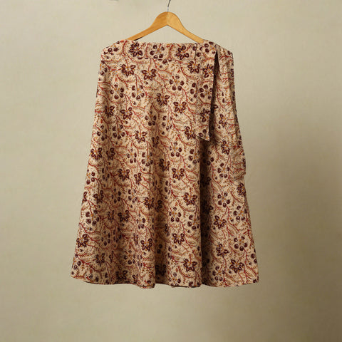 Beige - kalamkari cotton wrap around skirt 63 - handcrafted