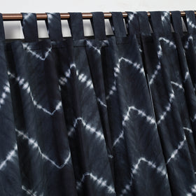 Black - tie & dye cotton shibori curtain for door (set