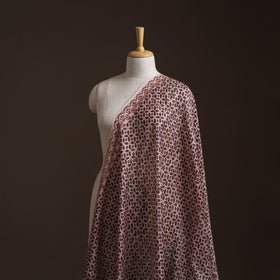Beige - Bagh Hand Block Print Chanderi Silk Natural Dyed Handloom Fabric 12