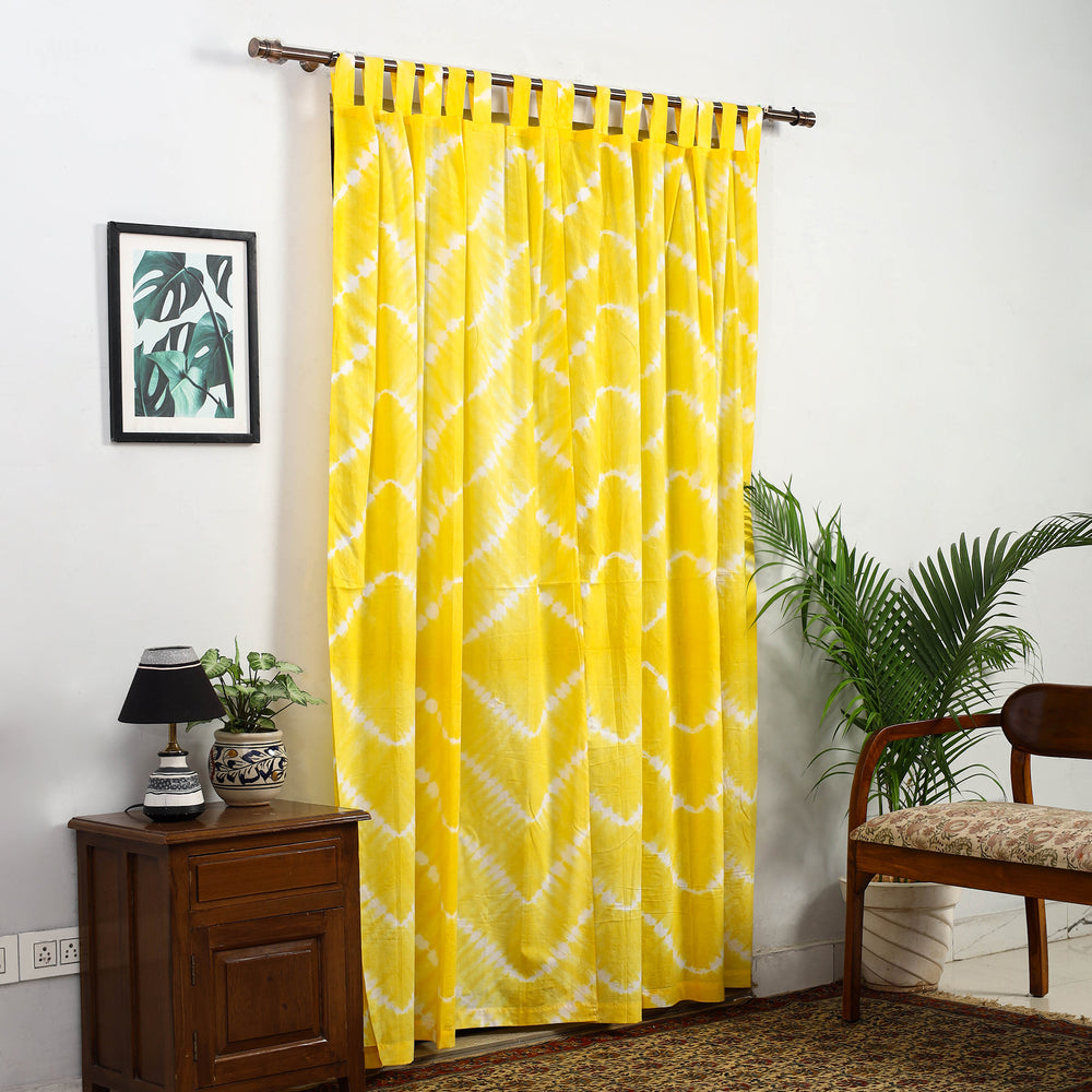 Yellow - Tie & Dye Cotton Shibori Curtain for Door (Set of 2) 15