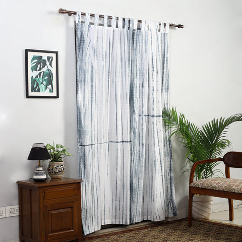 Grey - Tie & Dye Cotton Shibori Curtain for Door (Set of 2) 16