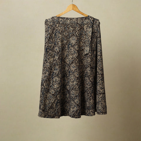 Black - kalamkari cotton wrap around skirt 65 - handcrafted