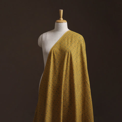 Yellow - Kutch Hand Block Print Natural Dyed Cotton Ajrakh Fabric 38