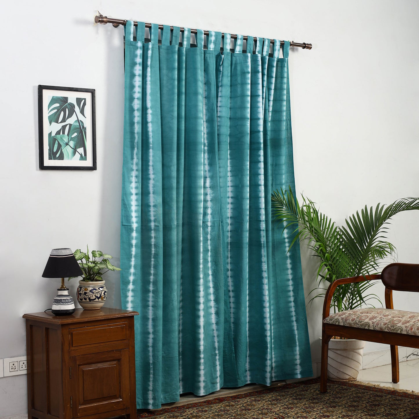 Green - Tie & Dye Cotton Shibori Curtain for Door (Set of 2) 19