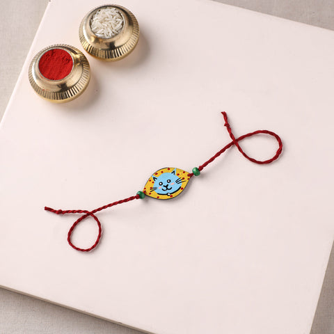 Cat - Handpainted Wooden Rakhi for Kids 02