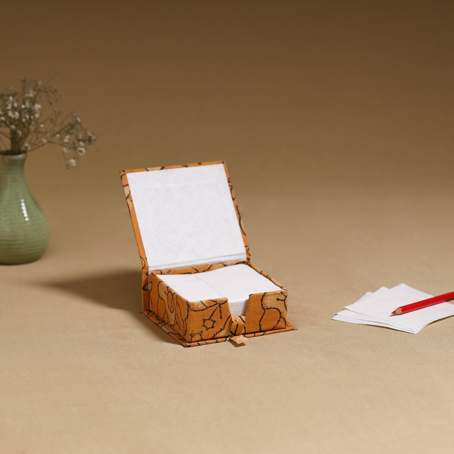 Orange - handcrafted printed card holder with slips 44