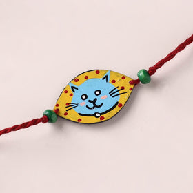 Cat - Handpainted Wooden Rakhi for Kids 02