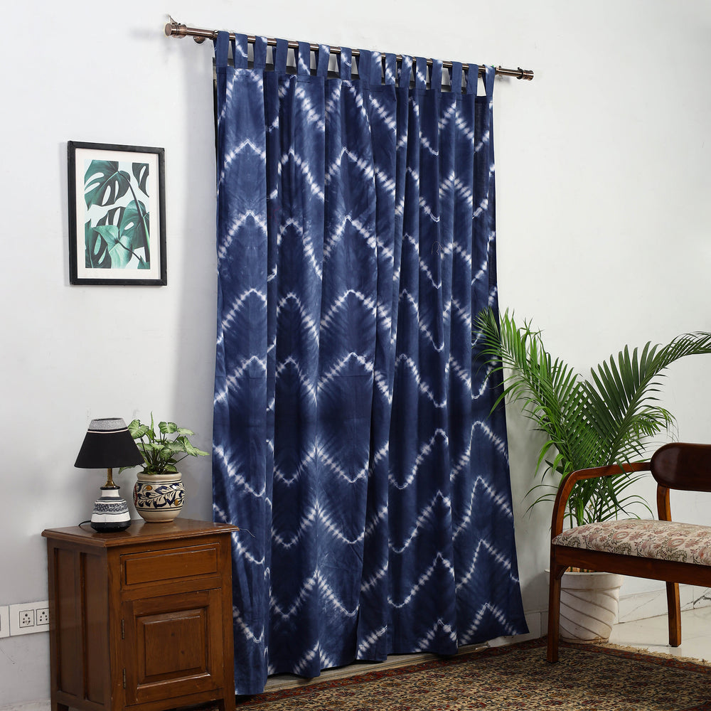 Blue - Tie & Dye Cotton Shibori Curtain for Door (Set of 2) 20