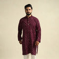 Buy Purple Tie-Dye Mul Cotton Long Bandhani Kurta for Men