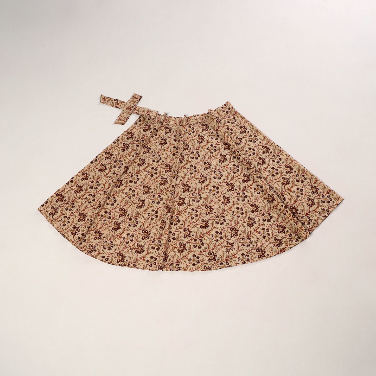 Beige - kalamkari cotton wrap around skirt 63 - handcrafted