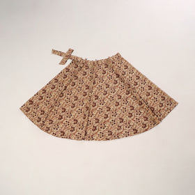 Beige - kalamkari cotton wrap around skirt 63 - handcrafted