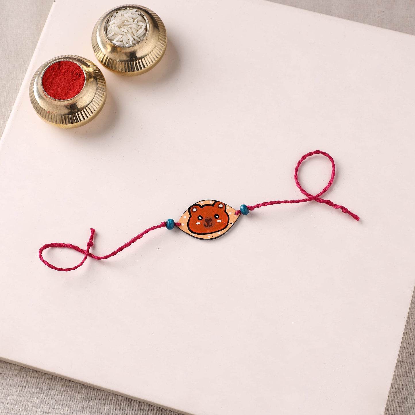 Bear - Handpainted Wooden Rakhi for Kids 08