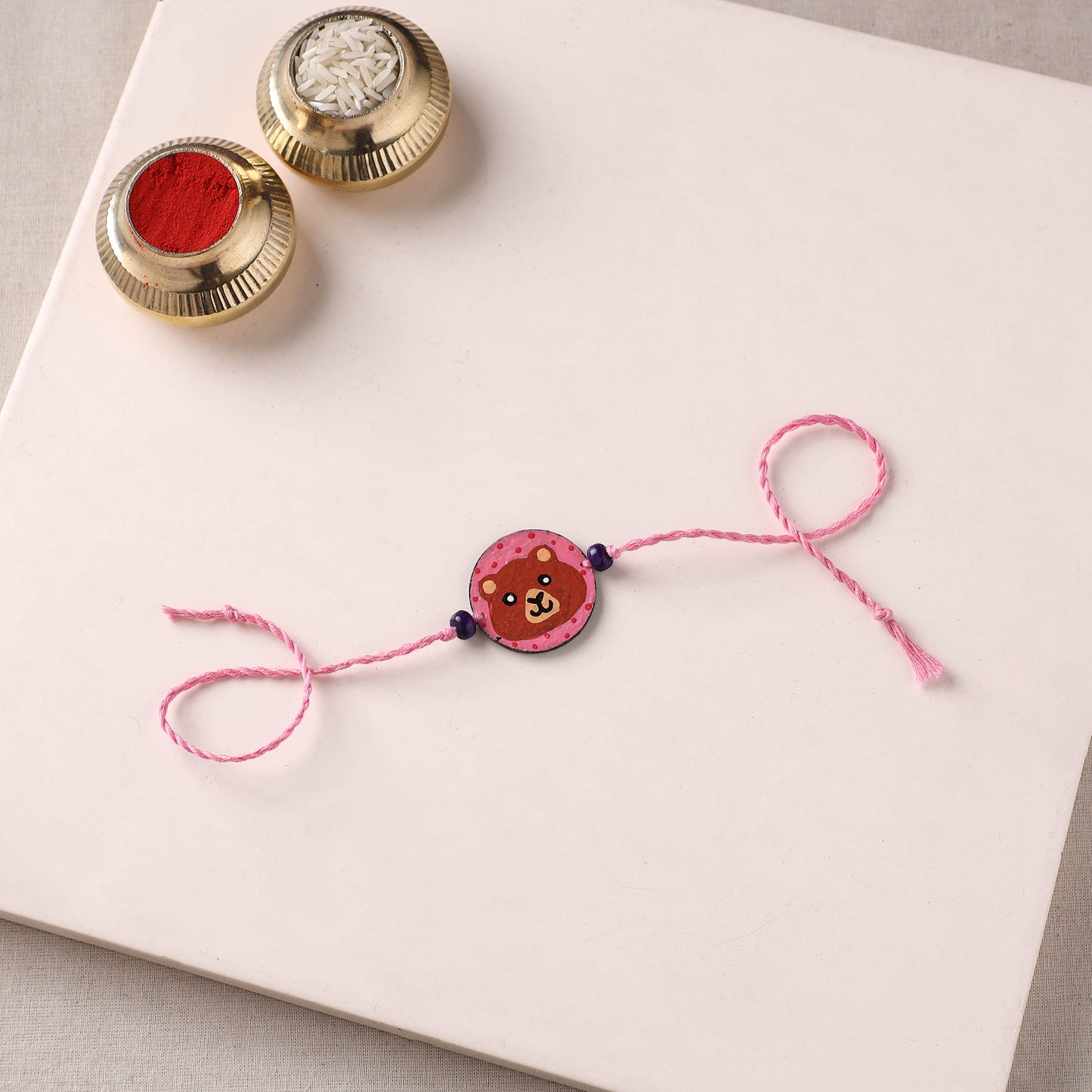Bear - Handpainted Wooden Rakhi for Kids 09