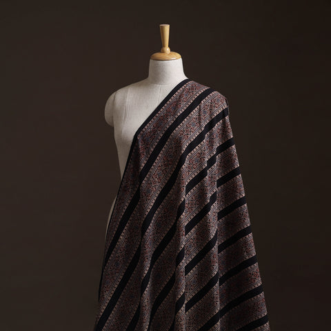 Black - Natural Dyed Cotton Kutch Hand Block Ajrakh Print Fabric 10
