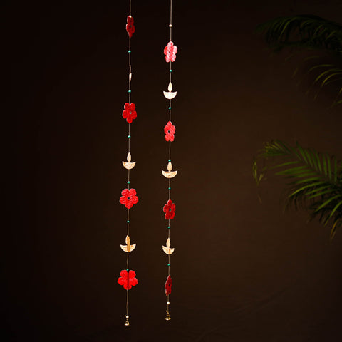 Greenkraft Flower & Diya Handcrafted Bamboo Hangings (Set of 2) 34