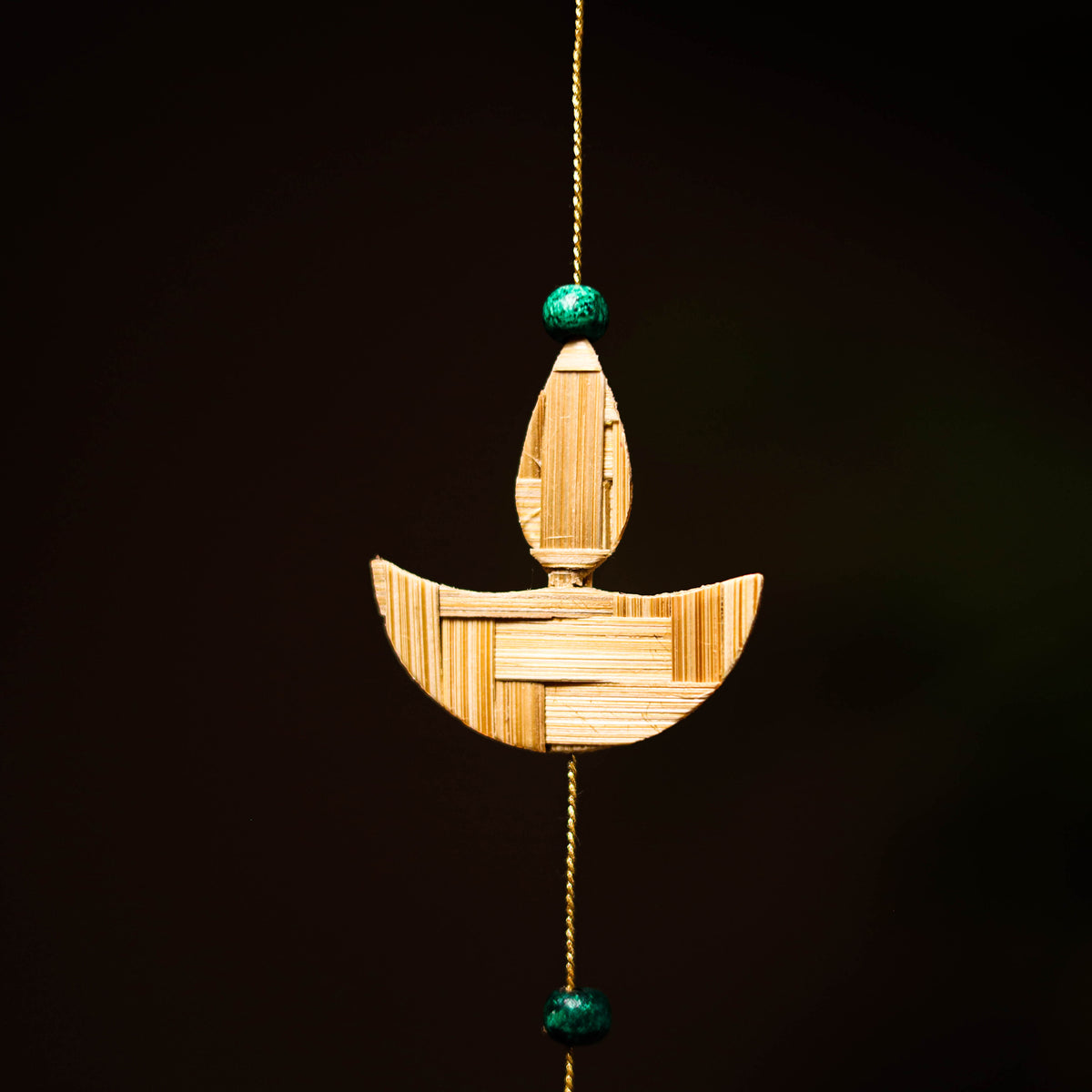 Greenkraft Flower & Diya Handcrafted Bamboo Hangings (Set of 2) 34