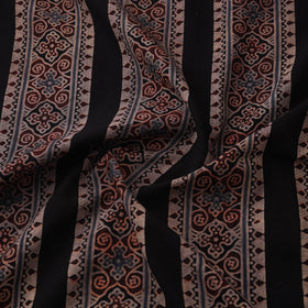 Black - Natural Dyed Cotton Kutch Hand Block Ajrakh Print Fabric 10