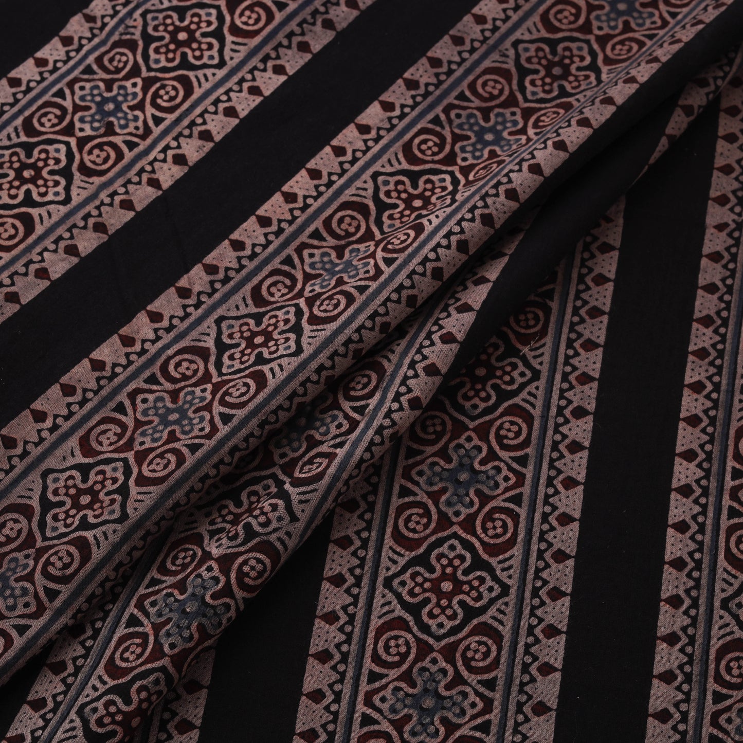 Black - Kutch Hand Block Print Natural Dyed Cotton Ajrakh Fabric 41