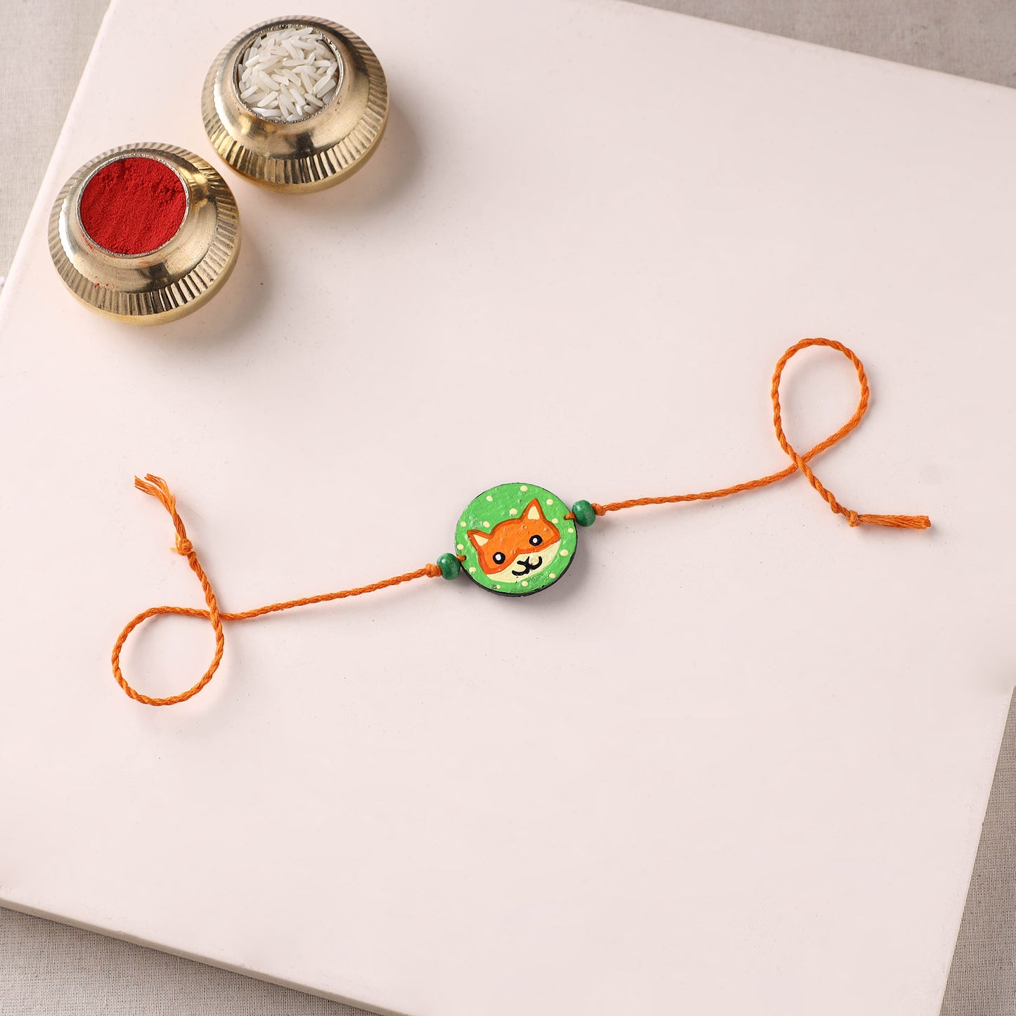 Cat - Handpainted Wooden Rakhi for Kids 18