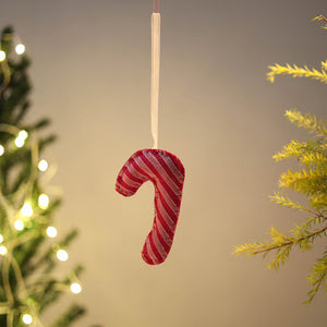 Candy Cane - Handcrafted Raffia Christmas Ornament 01