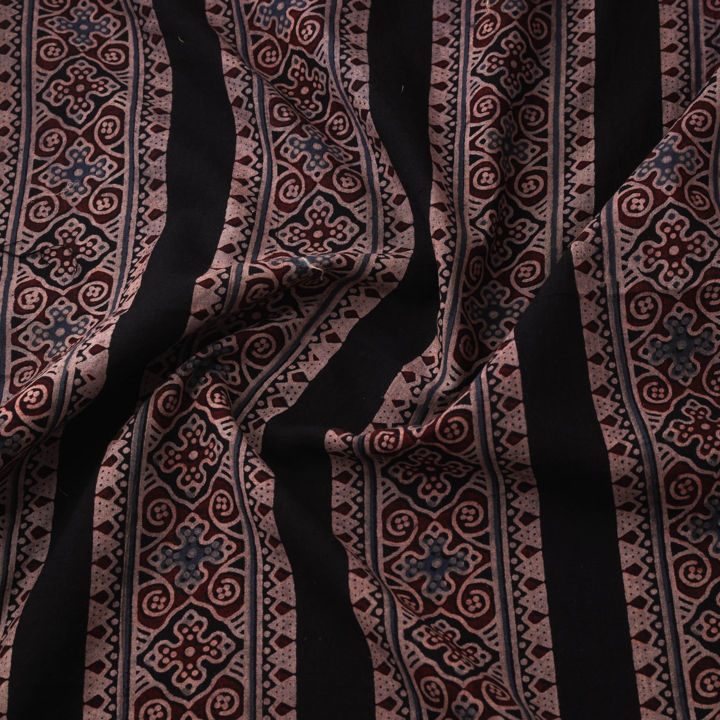 Black - Kutch Hand Block Print Natural Dyed Cotton Ajrakh Fabric 41