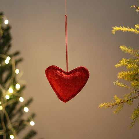 Heart - Handcrafted Raffia Christmas Ornament 04