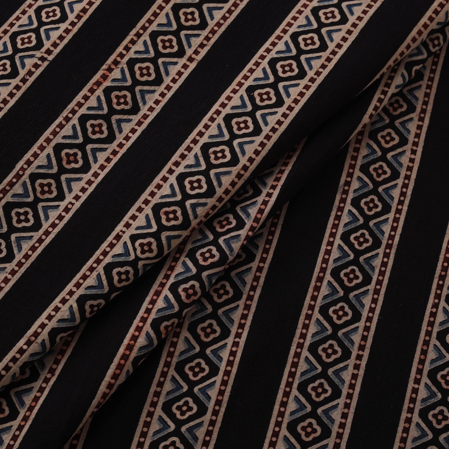 Black - Kutch Hand Block Print Natural Dyed Cotton Ajrakh Fabric 40