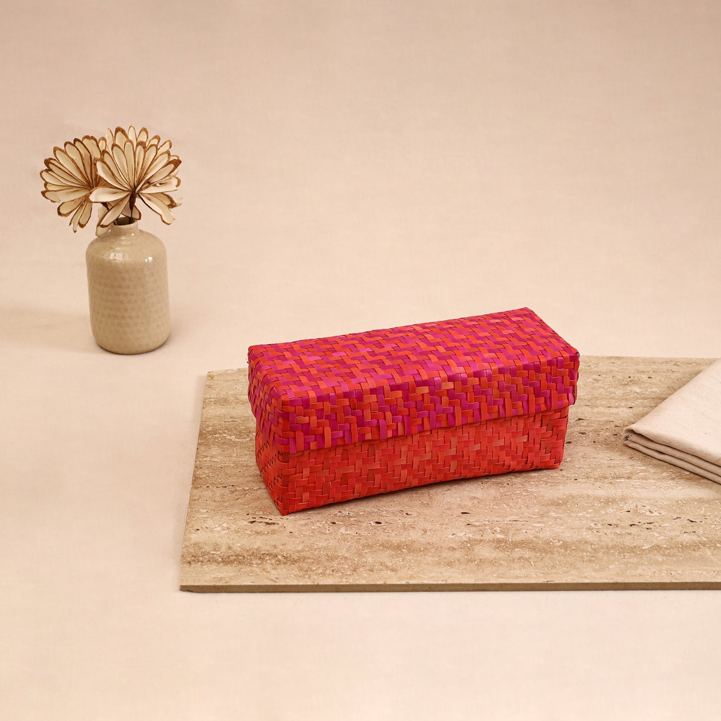 Greenkraft Handcrafted Palm Leaf Rectangular Box (10 x 4 in) 08