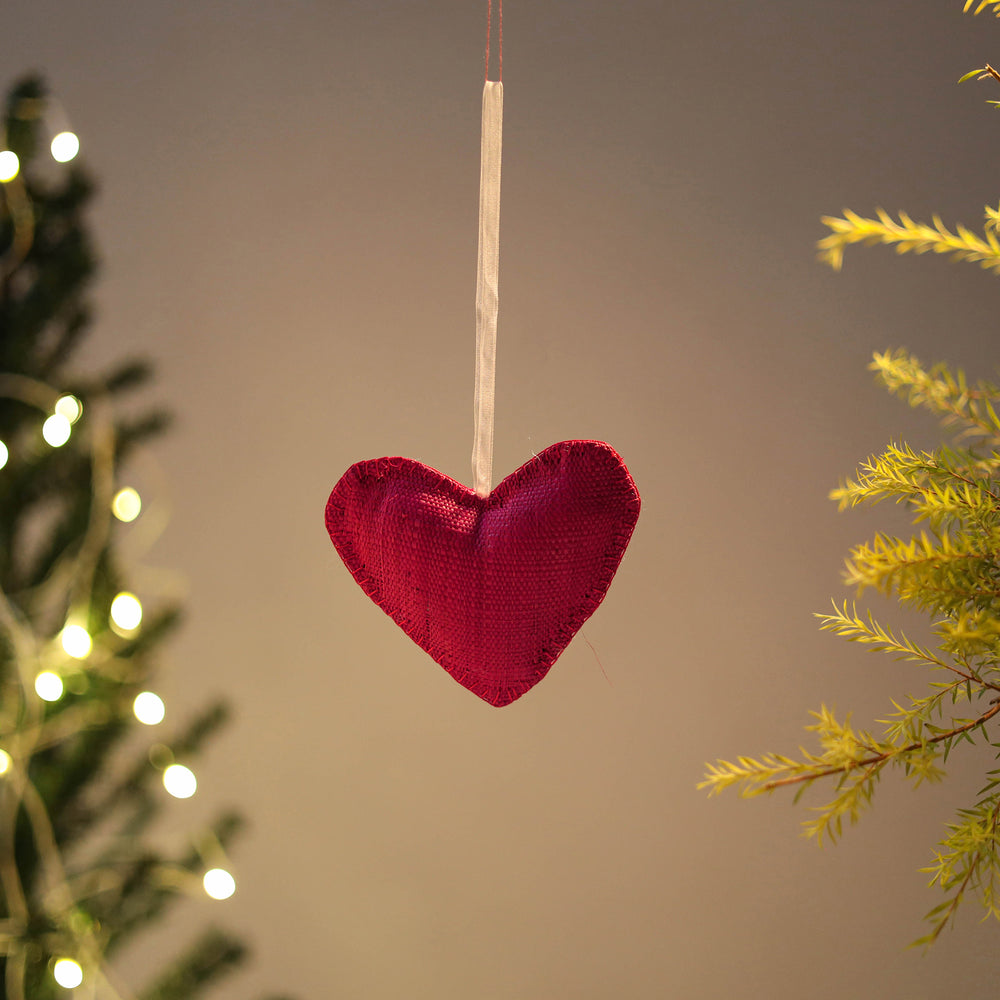 Heart - Handcrafted Raffia Christmas Ornament 05