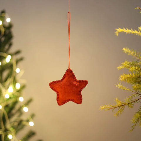 Star - Handcrafted Raffia Christmas Ornament 06