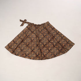 Brown - kalamkari cotton wrap around skirt 48 - handcrafted