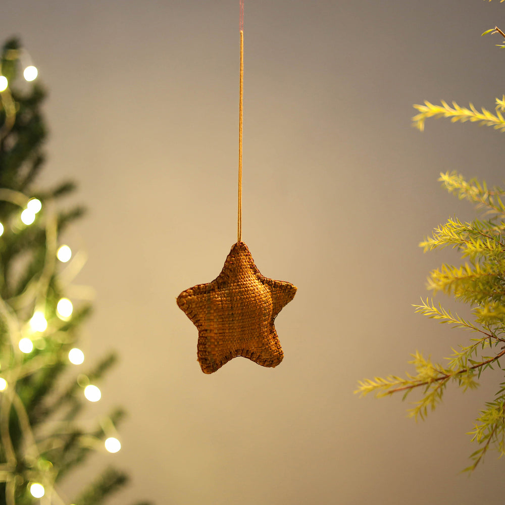 Star - Handcrafted Raffia Christmas Ornament 07