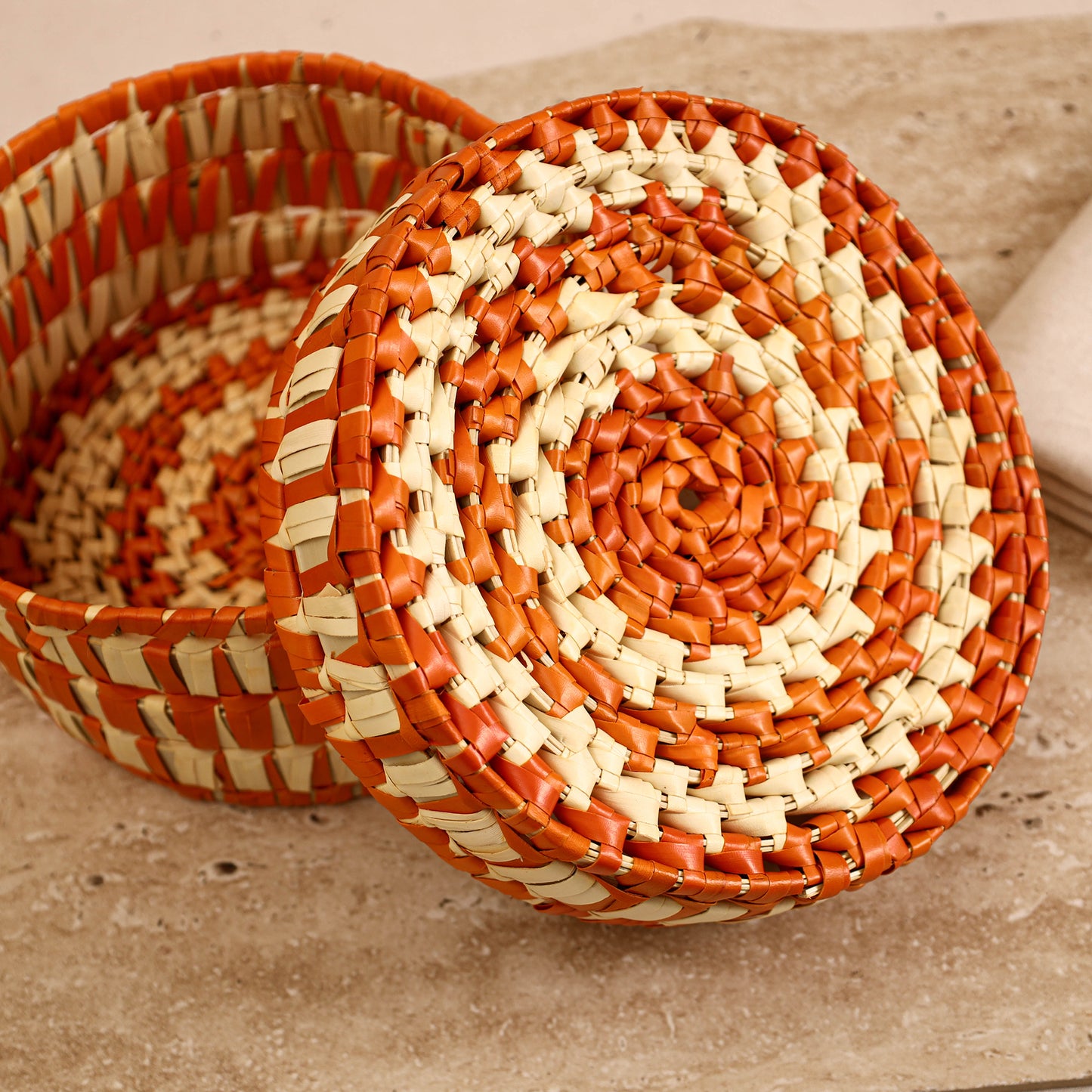 Greenkraft Handcrafted Palm Leaf Round Box (9 x 9 in) 10