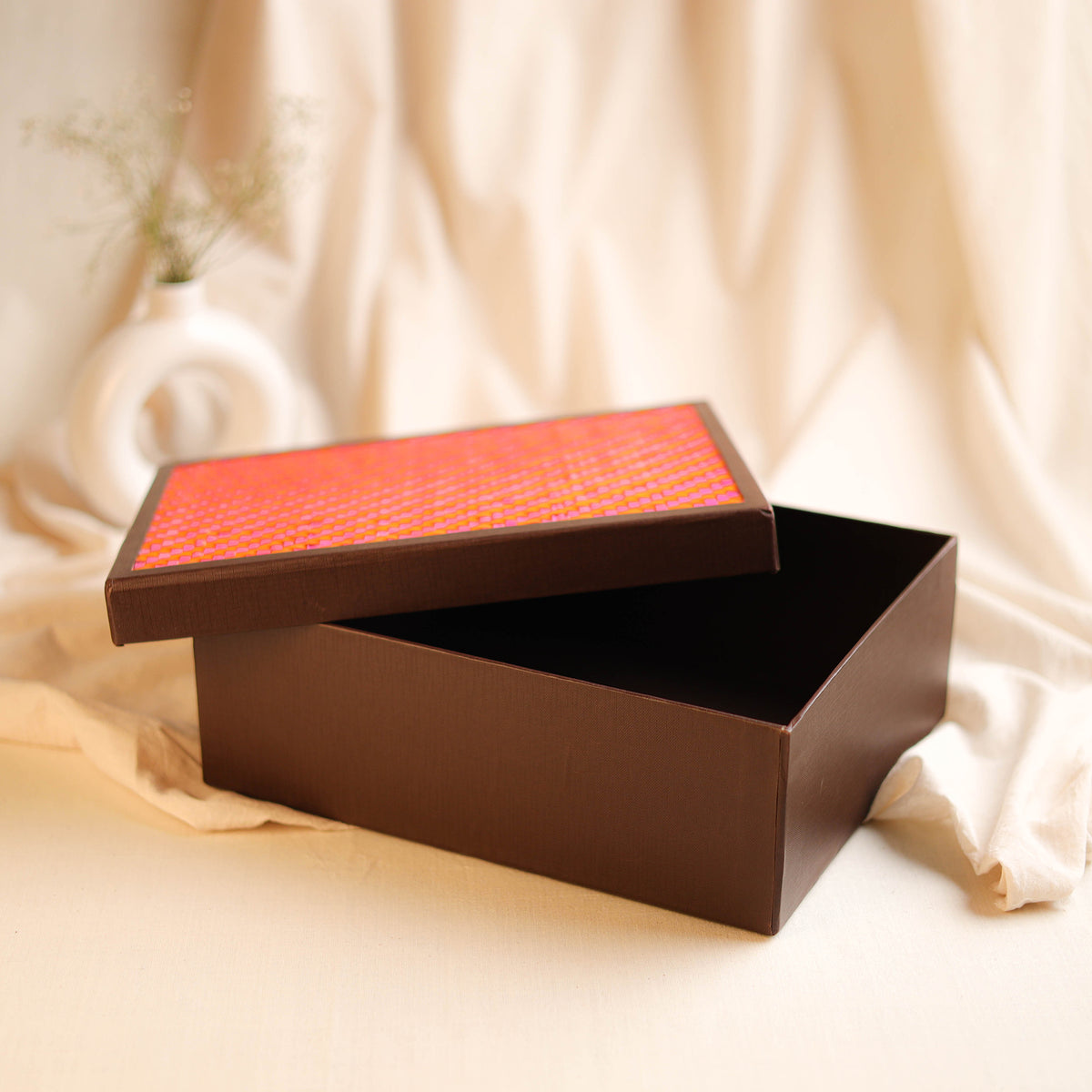 Greenkraft Handcrafted Cardboard Rectangular Box with Palm Leaf Lid (12 x 9 in) 60